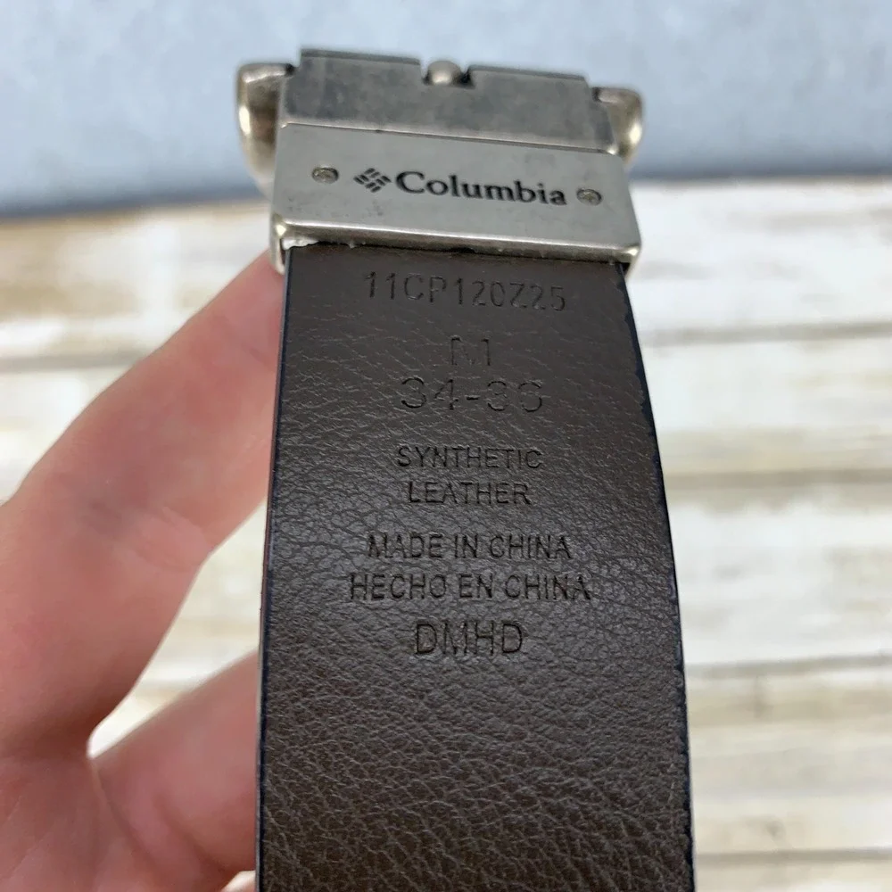 Columbia Belt Mens M 34-36 Black Brown Reversible Synthetic Leather 11CP120Z25